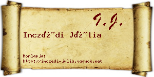 Inczédi Júlia névjegykártya